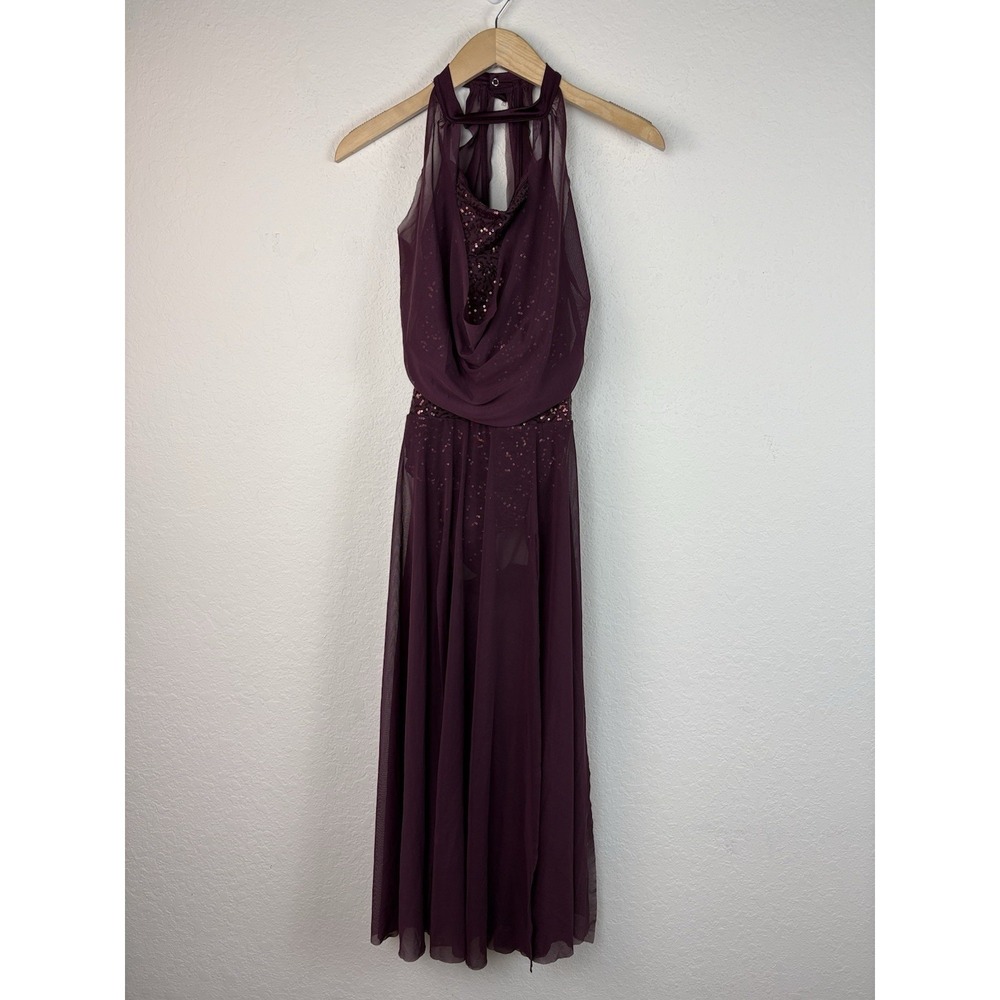 WEISSMAN Dance costume mesh dress leotard LA adult L Maxi Purple 14155 - Picture 3 of 9